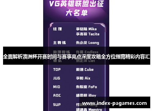 全面解析澳洲杯开赛时间与赛事亮点深度攻略全方位指南精彩内容汇